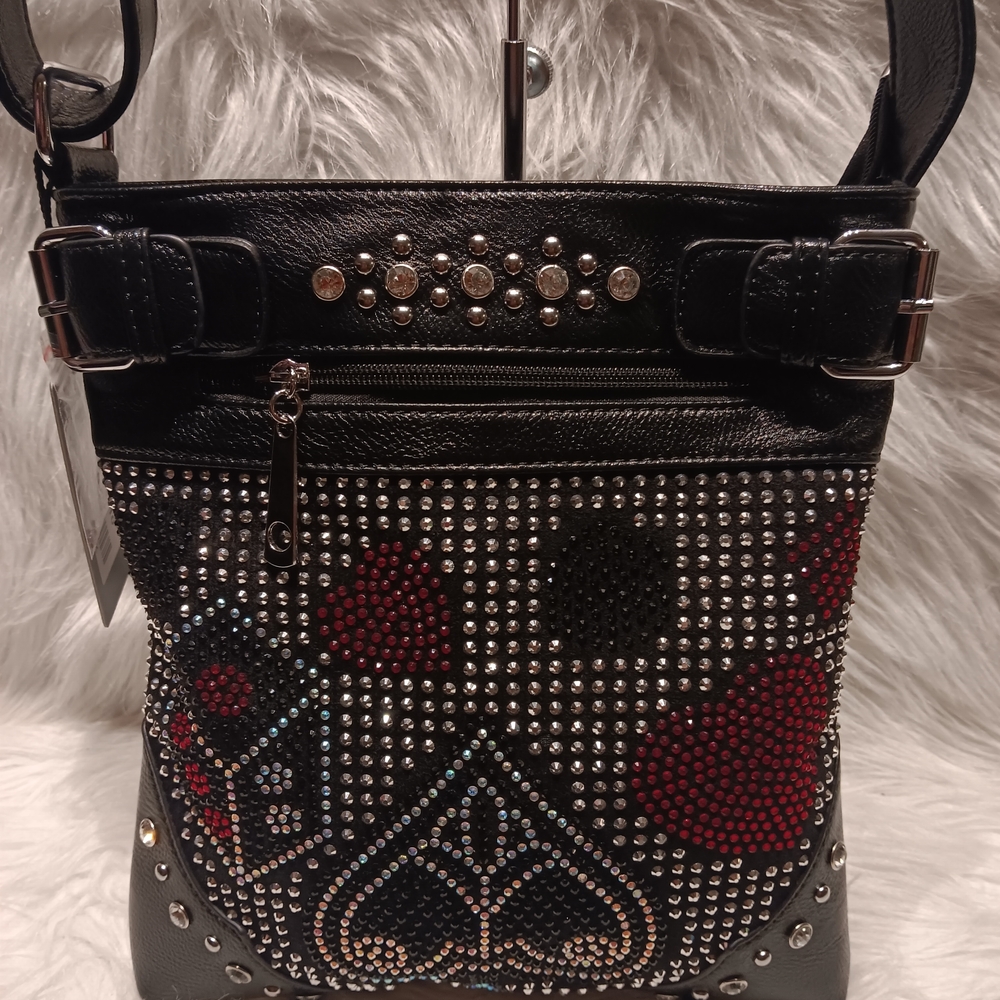Elegant Black and Red Gaming Emblems Crossbody Bag